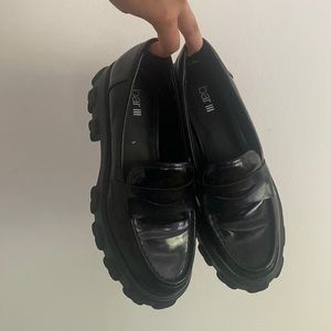 Bar III Shiny Black Platform Classic Loafers - Size 8